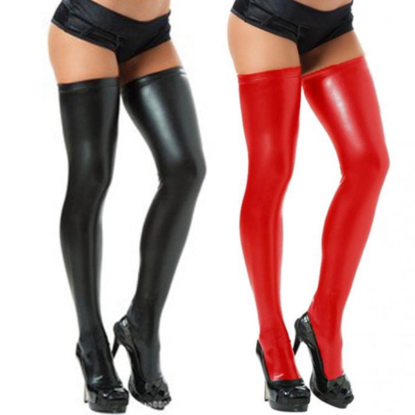 Erotic underwear leather pants high socks stockings game uniforms performance clothing stage clothing sexy leather socks 526L