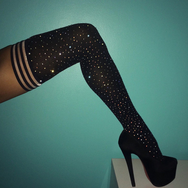 Bling Bling 1Pair Women Thigh High Over the Knee Socks Long Cotton Stockings Stocking Sexy Thigh High Stockings for Women D19011701