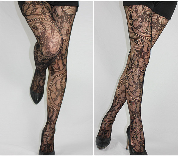 Regular Size Women Sexy Stockings Hollow Tights Lace Pantyhose Fishnet Stockings High Elastic Vintage Tights for women socks