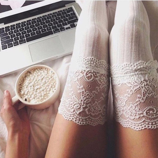 Fashion Sexy Warm Thigh High Over The Knee Socks Long Cotton Stocking For Girls Lady Women Sexy Retro Lace Stockings