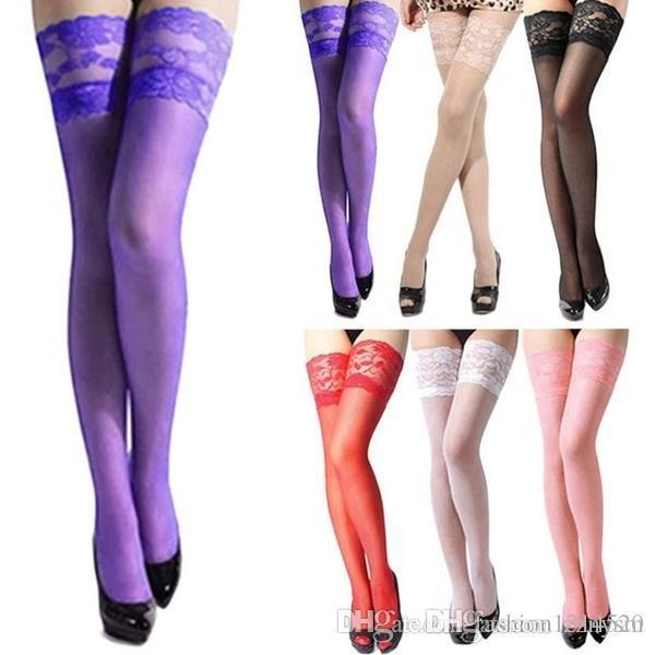 Free shipping Sexy Womens Sheer Lace Top Thigh High Sexy Lingerie Stockings Silk Stockings Lacesock Womens Stockings