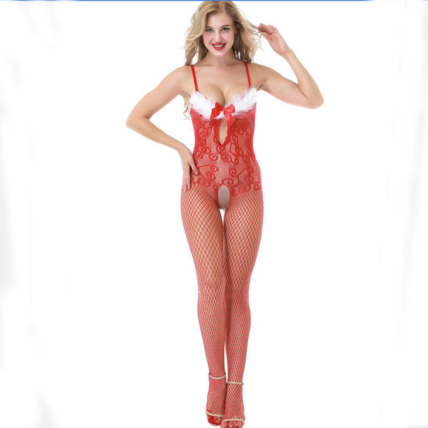 Interest pajamas Christmas evening red one-piece tight-fitting suit S918