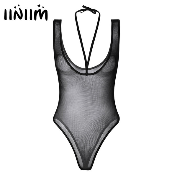 Women Lingerie One-piece Body Suit Sleeveless Strappy Halter Fishnet See Through Naughty Teddy Bodysuit Sexy Hot Bodystocking S926