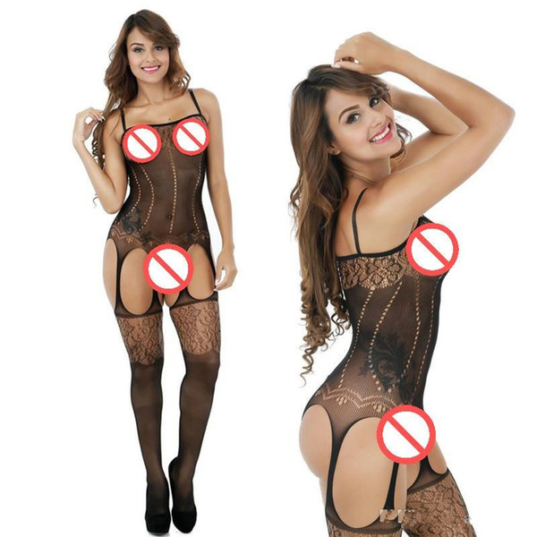 Sexy Bodystocking Sexy Lingerie Hot Women's Sex Underwear Black Open Crotch Temptation Stockings Body Suit Erotic Clothes