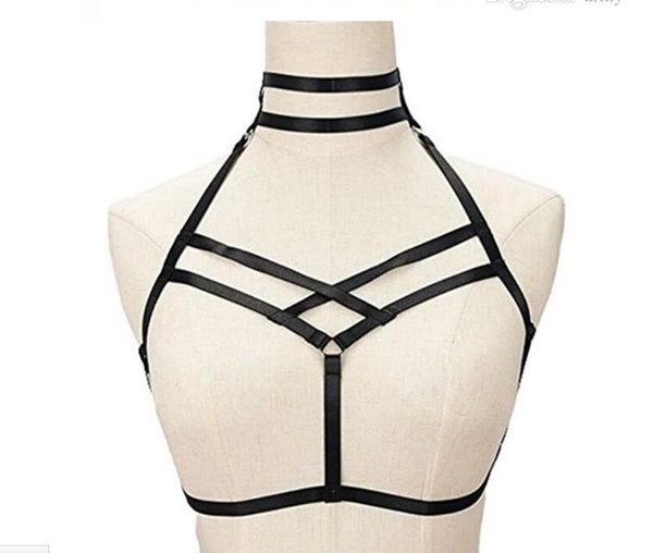 Bdsm female sexy Goth Lingerie Elastic Harness cage bra cupless lingerie Bondage Body elastic harness belt Fair size available for S-XL with