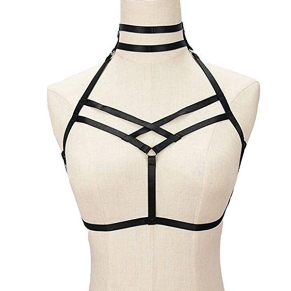 2018 Bdsm female sexy Goth Lingerie Elastic Harness cage bra cupless lingerie Bondage Body elastic harness belt Fair size available 500