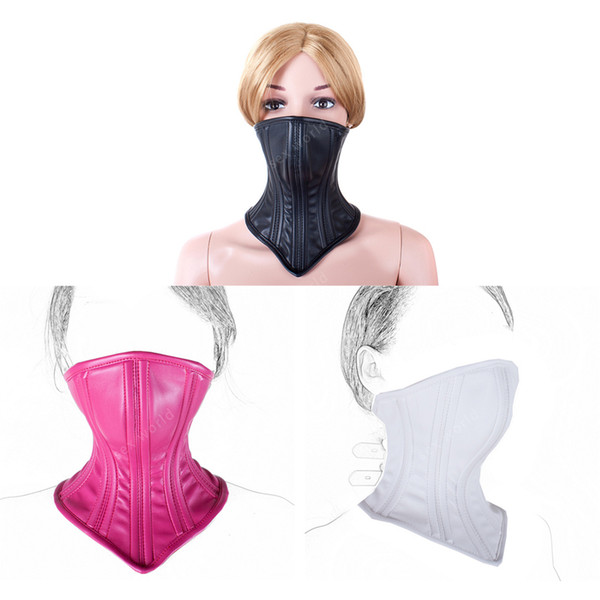 PU Leather Cover Mouth Collar Neck Bondage Restraints Harness BDSM Hood Mask Slave Fetish Sex Toys For Couples Adult Games