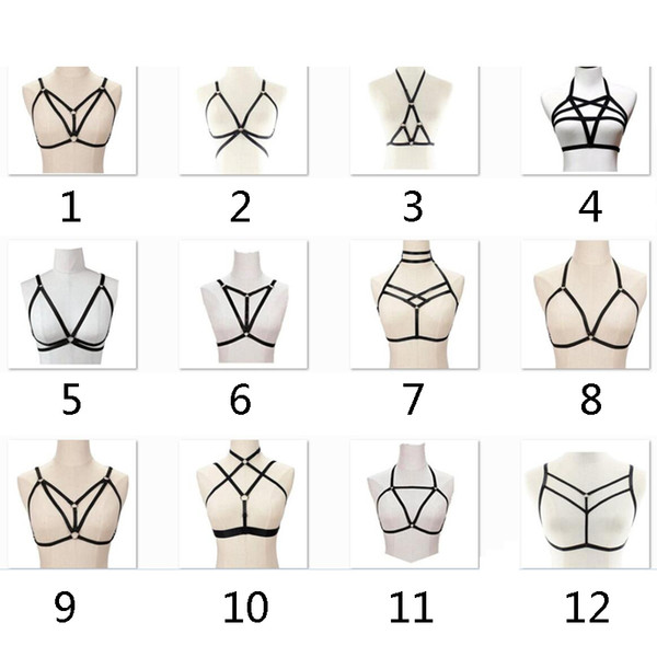 Bdsm female sexy Goth Lingerie Elastic Harness cage bra cupless lingerie Bondage Body elastic harness belt Fair size available for S-XL with