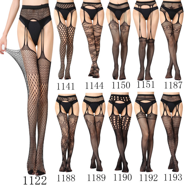 Lingerie Lace Transparent sling net socks black sexy free off waist fishnet stockings anti-skid garter