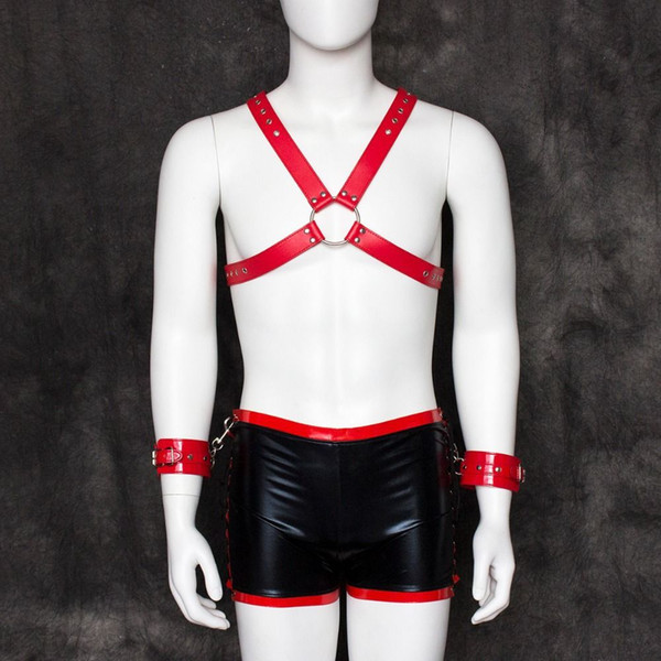 sexy costume men Sexy shorts and suspenders + Cufflinks sex games male exotic apparel male sex toys adult bondage games