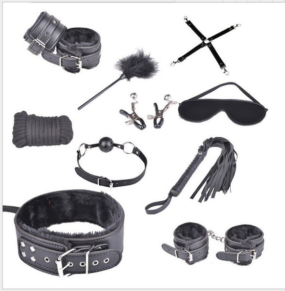 Fun 10 setsthick-plush leather adult toys bundled and tied to an alternative sex toy