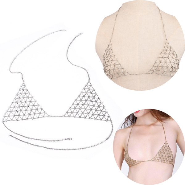 Punk Belly Chains Ladies Sexy Bra Chest Body Chain Night Club Summer Beach Party Bikini Tops Body Jewelry Fashion Accessories Wholesale