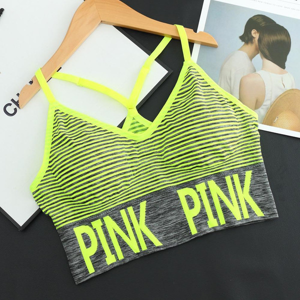 New arrival Women Sports Bra Professional Quick Dry Padded Shockproof Elastic Running Yoga Tops Vest love pink DHL free shipping