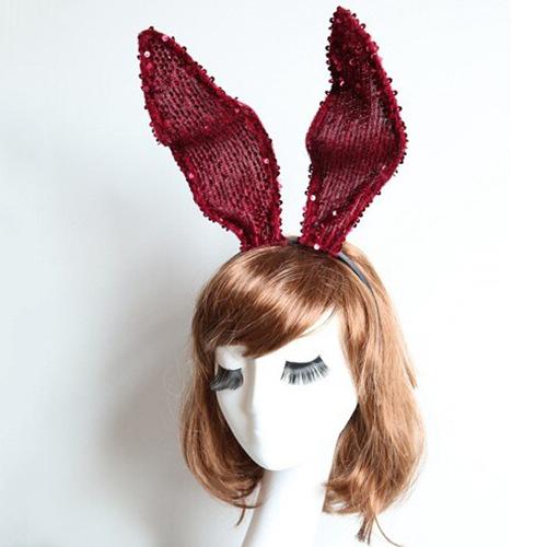 Rabbit ears headband fashion party party headband photo props underwear accessories studio props red sequins MOXIAN QN40A10217L