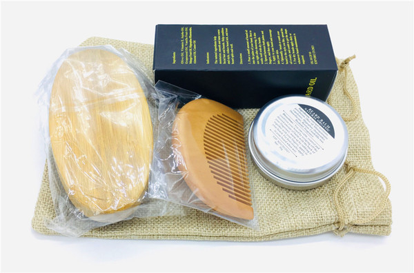 Hair Combs Storage Bag Men Moustache Cream Beard Oil Kit with Moustache Bread Comb Brush Storage Bag Shaving Cream