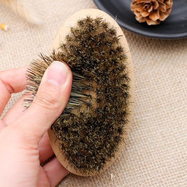 Men Bamboo Boar Bristle Beard Brush Face Massage men shaving Beards and Mustaches Brushes Comb LX3075