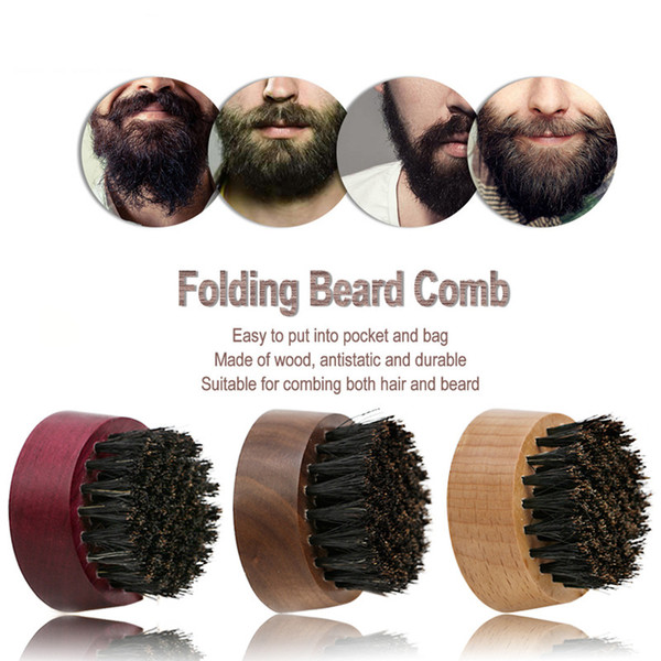 Professional Beard styling comb Boar Bristle Brush Facial cleaning Brush Oil head modeling Styling Tools Free shipping