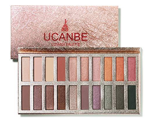 Ucanbe Glittering Cosmos Eye shadow Palette Pro 20 Eyeshadows High Pigmented & Long Wear, Matte + Shimmer Shades for Natural Nude Smoke Make