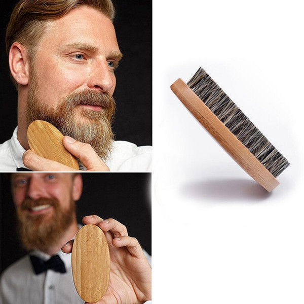 Men Natural Boar Bristle Beard Brush Shaving Brush Comb Face Massage Handmade Bamboo Mustache Brushes Beauty Care Drop Shipping