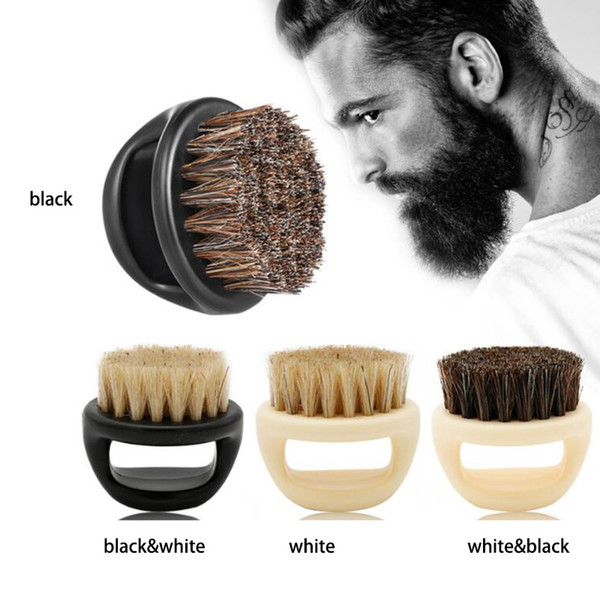 Men Natural Boar Hair Bristle Beard Mustache Brush Military Portable Round Plastic Handle Men's Short Shaving Brush For Daily Cleaning