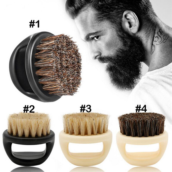 Ring Beard Brush Horse Bristle hair head brush Men's beard clean finger Shaving Portable Face Care Beard-care Cleaning brush