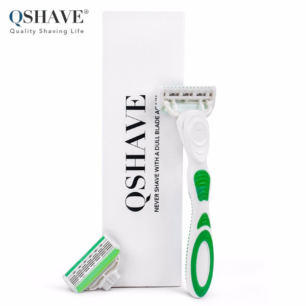 Qshave Green Lady Woman Shaving Razor birthday Valentine girl sister gift present Hair Removal Epilator with 2pcs X5 USA Blade