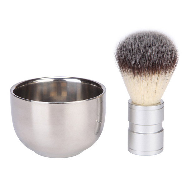 Beard,Shaving Brush Stainless steel Bubble Bowl Set Facial cleansing Manual mixing foaming Nylon brush alloy Handle