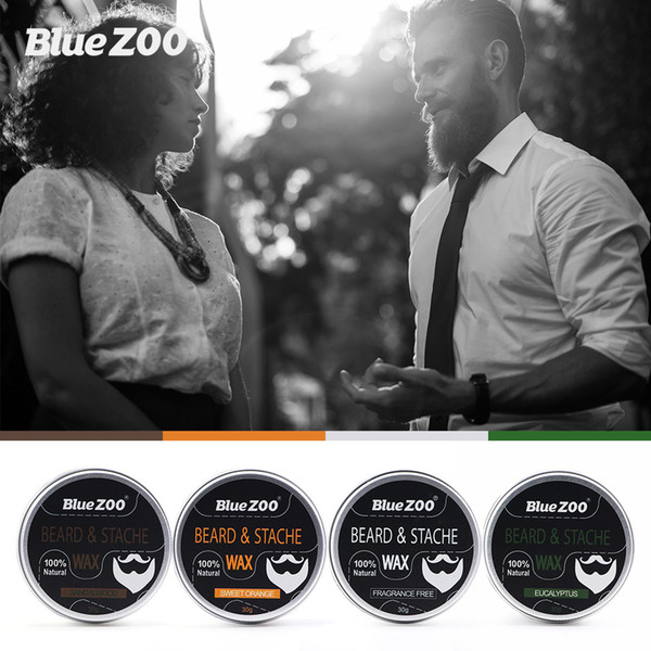 BlueZOO 30g 60g Men's Face mustache Shaving wax Beard Care Cream Moisturize Tasteless Sandalwood orange 4 Flavors DHL Free Shipping