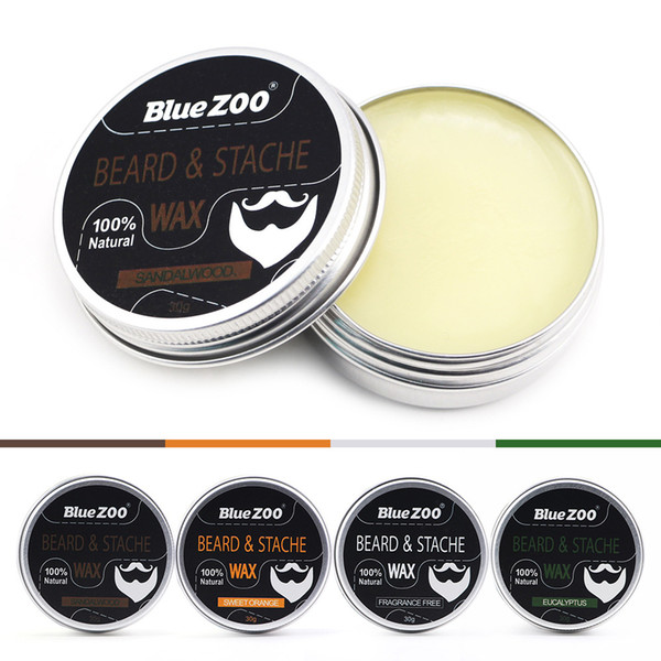 30g Blue ZOO men's face mustache wax Beard Care Cream tasteless sandalwood orange 4 Flavors DHL Free Shipping