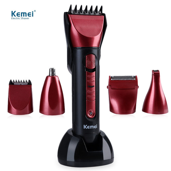 Kemei Professional 5 In 1 Washable Multi-functional Hair Trimmer Cordless Haircut Machine Hair Clipper With Scissors Comb Awls For Barber