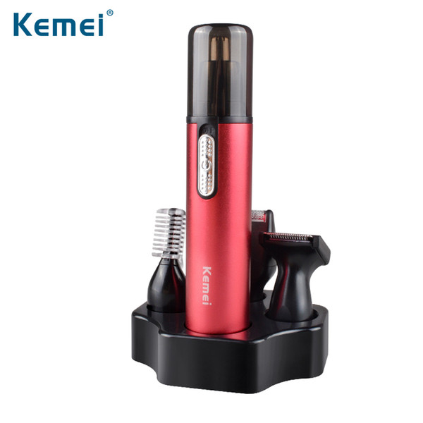Kemei 4 in1 Nose and Ear Hair Trimmer With Battery Men Trimer For Sideburns Hair Cut Eyebrow Trimmer For Men and Women KM-6620
