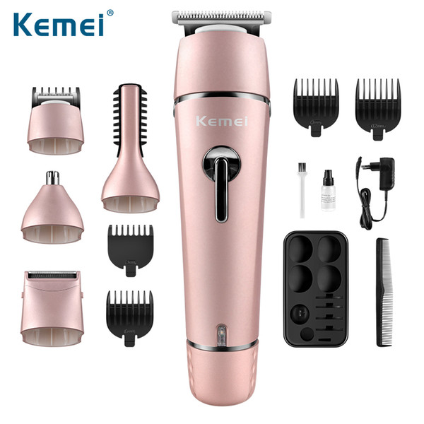 Kemei 5 in 1 Fully Washable Hair Clipper 3/6/9/12mm Limited Comb Hair Trimmer Rechargeable Shaver Razor Body Trimmer KM-1015