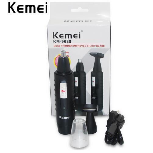 Kemei km-9688 2-in-1 Electric Nose & Ear Hair Trimmer for Men and Women Rechargable Washable Beard Hair Shaver Face Care device CE