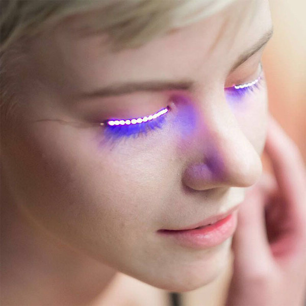 F.Lashes Interactive LED Eyelashes Fashion Glowing Eyelashes Waterproof for Dance Concert Christmas Halloween Nightclub Party