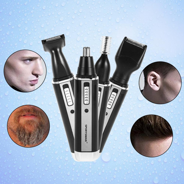 4 In 1 Men Electric Trimmer Ear Nose Hair Shaver Clipper 4 Trimmer Heads Rechargeable Beard Mustache Shaving Machine