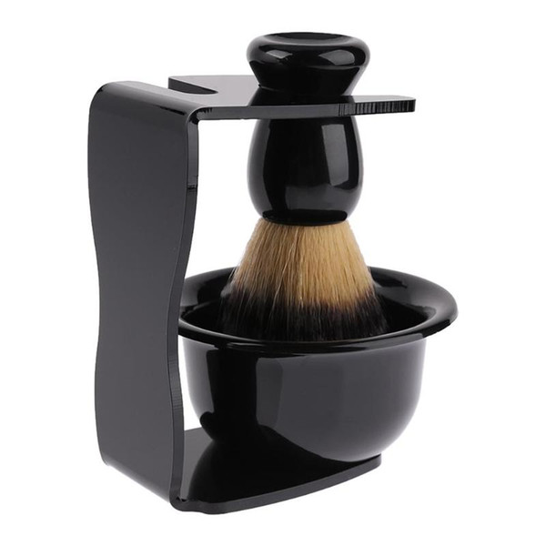 3 in 1 Shaving Brush Badger Handle Synthetic Shaving Bowl Mug Razor Stand Holder Set Beard Brush For Barber Men