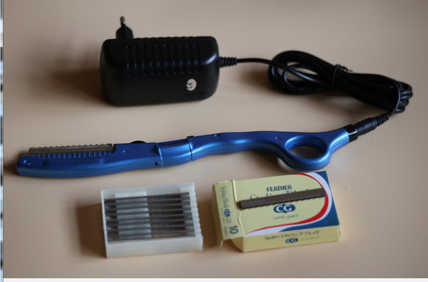 wholesale ultrasonic hot vibrating Razor for hair cut /hair beauty salon +10 pieces of super quality razor blades