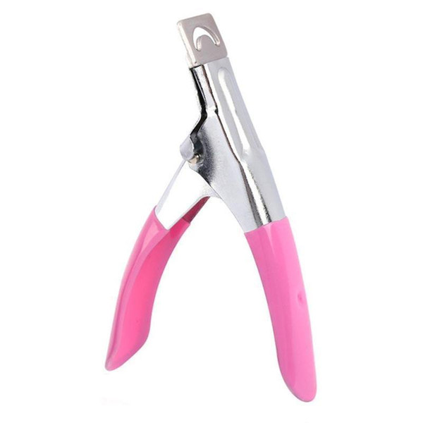 Stainless Steel Edge Cutter Clipper Cuticle Scissor French Design Durable Manicure Tool Pink False Nail Tip Cutter