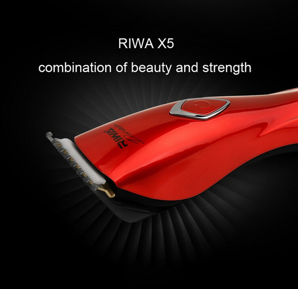 Riwa New Hair Cutting Machine Silver Red Color Rechargeable Hair Trimmer Attachment Combs 3-30mm 4 Hours Charge Time X5