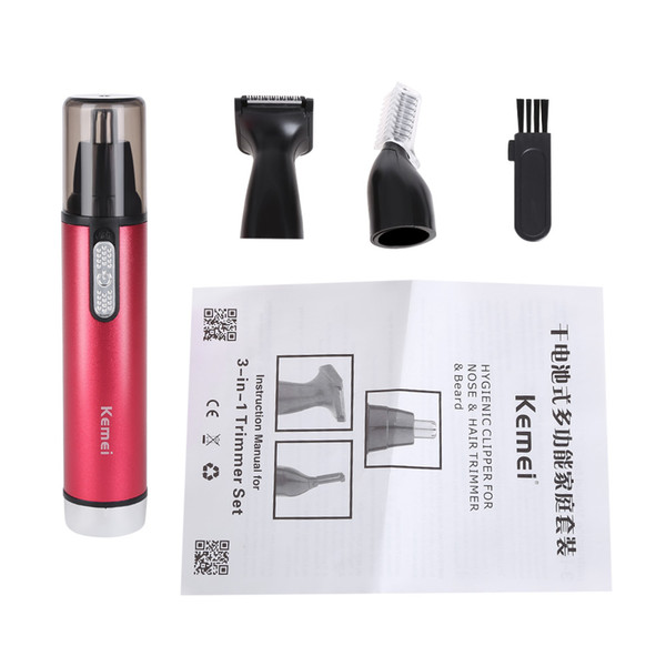 KM-6621 3 in 1 Nose Trimming Hair Trimmer Eyebrow Brush Nose and Ear Hair Trimmer Sideburns Hair Cut Eyebrow Trimmer