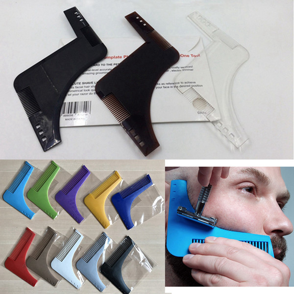 2 Styles Multifunction Beard Shaping Shaper Styling Template PLUS Beard Comb All-In-One Tool ABS Comb for Hair Beard Trim Template