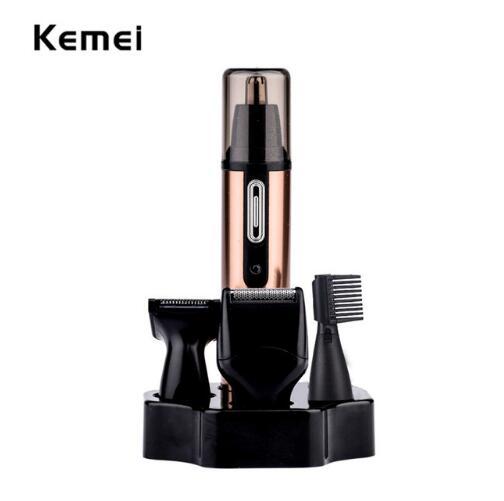 Kemei 4 In 1 Electric Nose Hair Trimer Shaver Blade Sideburns Razor Eyebrows Trimmer for Nose Cutter Personal Nose Hair Clipper KM-6660