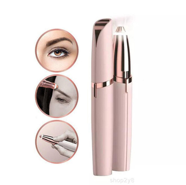 New Exquisite Mini Electric Eyebrow Trimmer Lipstick Brows Pen Hair Remover Painless Eye brow Razor Epilator with LED Light box-packed