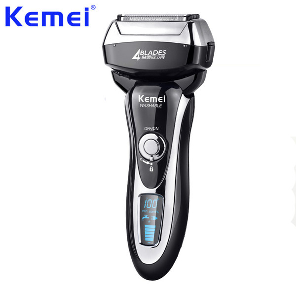 KEMEI Waterproof LCD Display Electric Shaver 4 Blade Reciprocating Razors Original Beard Shaving Machine +Travel Bag BT-251