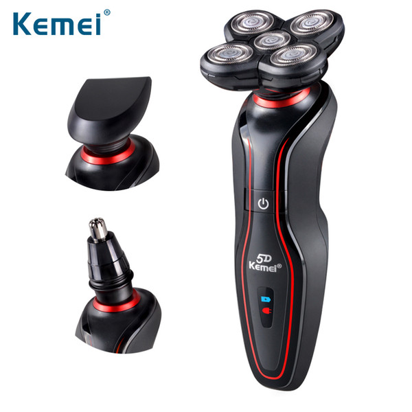 KEMEI Washable 5 Heads Rechargeable Electric Shaver Triple Blade Electric Shaving Razors Face Care 5D Floating for Men BT-062