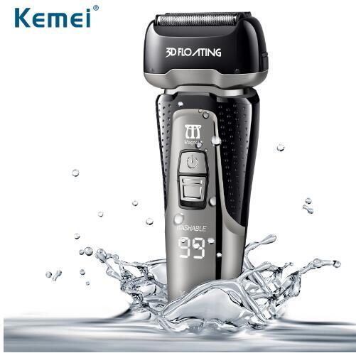 Kemei km-1531 Triple Blade Cutting System Fully Washable Electric Shaver Intelligent LED Display Razor USB Rechargeable Shaver