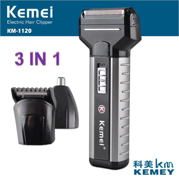 Kemei 3 In 1 Men's Electric Shaver Multi-functional Rechargeable Stainless Steel Razor Nose trimmer Hair Clipper Set KM-1120