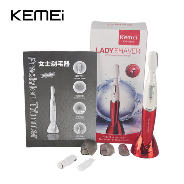 Kemei XL-8188 Women Shaver Waterproof Female Shaving Epilator For Bikini Line Armpit Eyebrow Titanium Blade 2 Colors Hair Trimmer 0606013