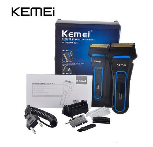 Kemei KM-2016 Men's Cordless Electric Razor Trimmer Rechargeable Shaver Reciprocating Double Groomer Wet and Dry Use