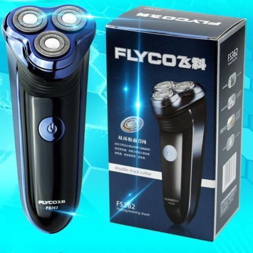 FLYCO Rotary Three Heads Rechargeable Washable Men's Cordless Electric Shaver Razor Deluxe Trimmer with Temples Knife